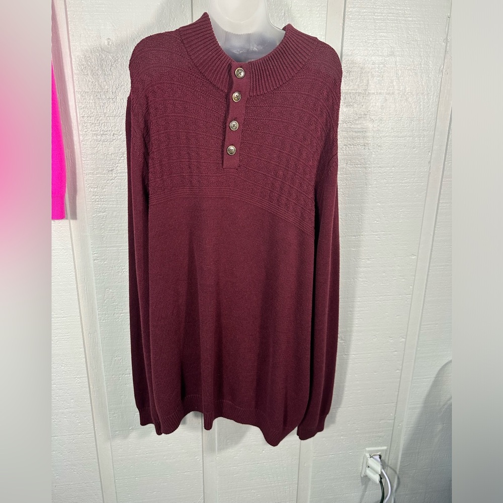 Tommy Bahama 1/4 Button Long Sleeve Maroon Mens Sweater Size 3XL NWT